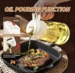 470ml Kitchen Glass Oil Sprayer Bottle | 2‑in‑1 Olive Oil Dispenser | Transparent Premium Quality ( Random Colour)