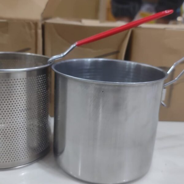 This Stainless Steel Deep Fryer Pot is designed for convenient and efficient deep frying at home or in small food setups. It comes with a sturdy outer pot and a removable perforated inner basket that allows excess oil to drain easily after frying. The long heat-resistant handles provide a secure grip, making it easier to handle during cooking. Suitable for frying fries, chicken, nuggets, samosas, and other snacks, this fryer is a practical addition to any kitchen. Key Features: