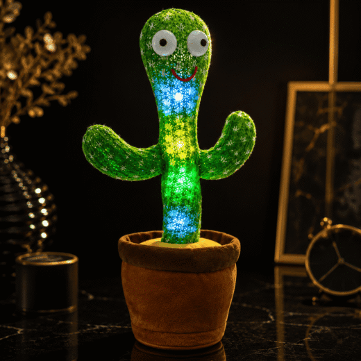 Interactive Dancing Cactus Toy – Singing, Talking, Voice Recording Plush with USB Rechargeable Function – Fun Educational Gift for Babies and Kids (Ages 6 Months & Up) - Rechargeable & With Box